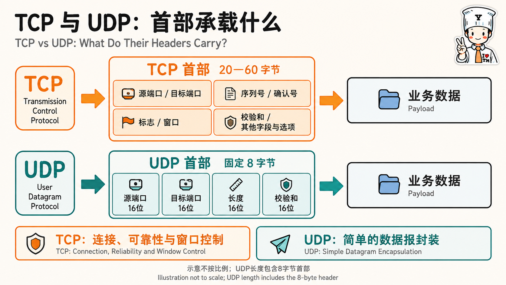 TCP/IP 数据包与端口:传输控制协议示意图