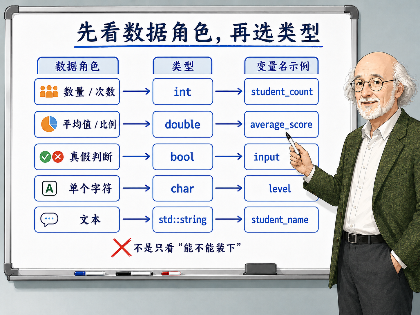 C++ 先看数据角色，再选类型示意图