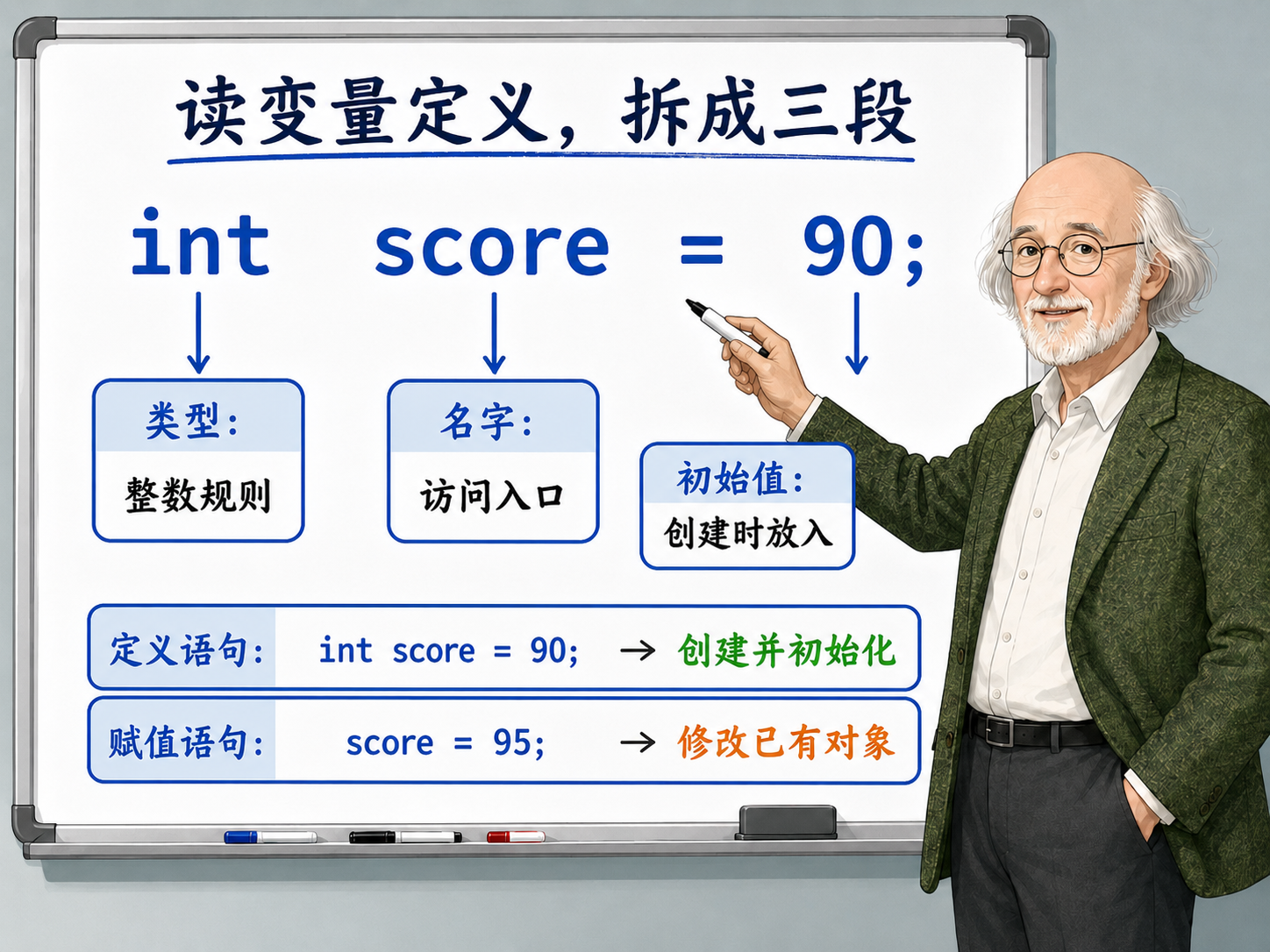 C++ 一段完整演示示意图