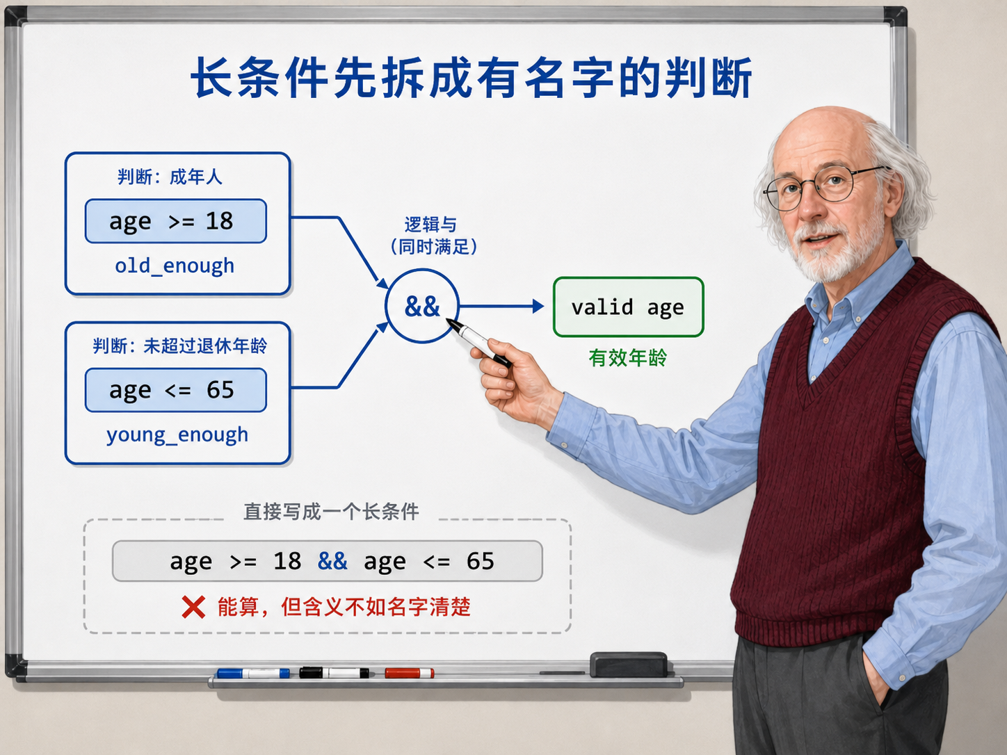 C++ 逻辑表达式组合多个条件示意图