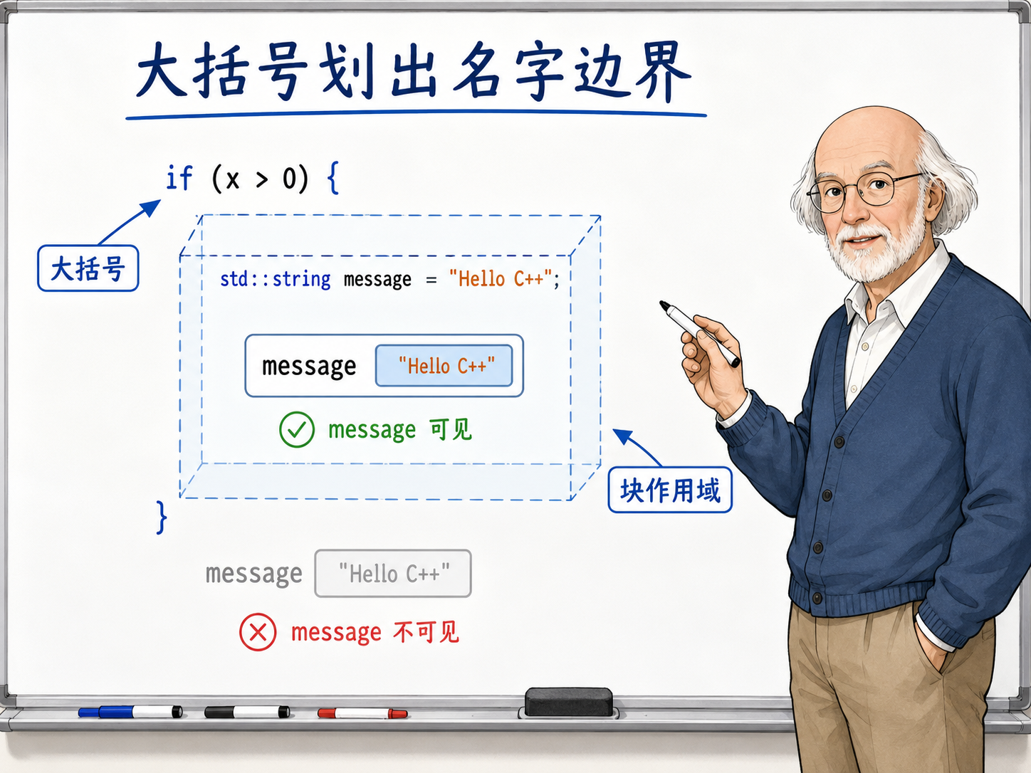 C++中块作用域示意图