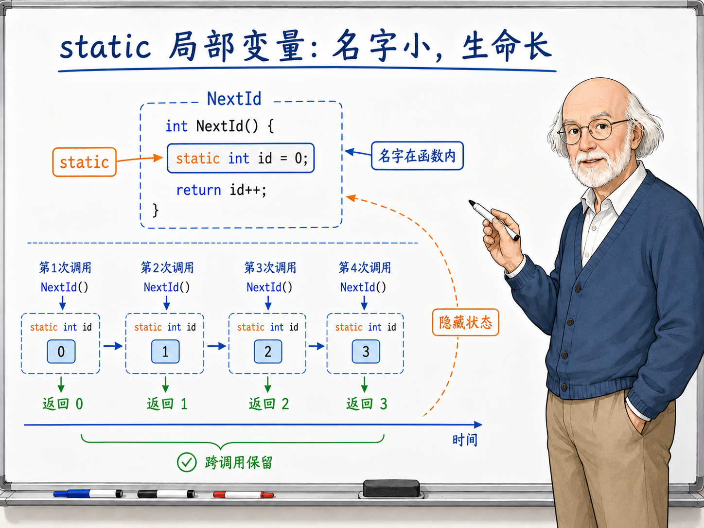 C++ 静态局部变量的作用域与生命周期