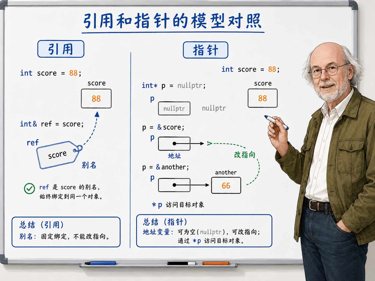C++ 引用和指针的模型对照示意图