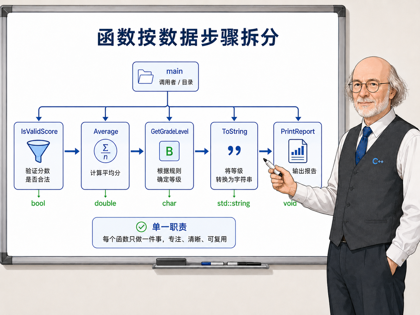 C++ 函数按数据步骤拆分的流程