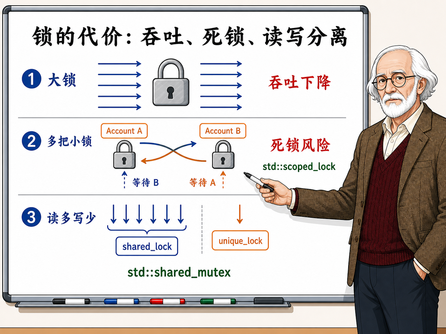 C++ 锁的吞吐成本与死锁风险