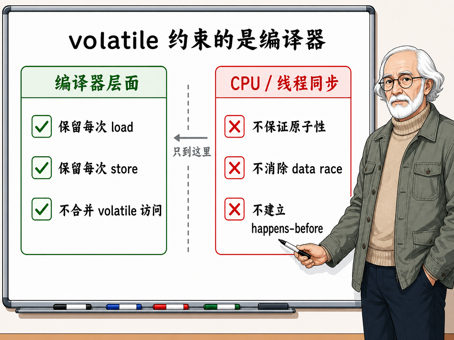 C++ volatile 到底约束了谁示意图