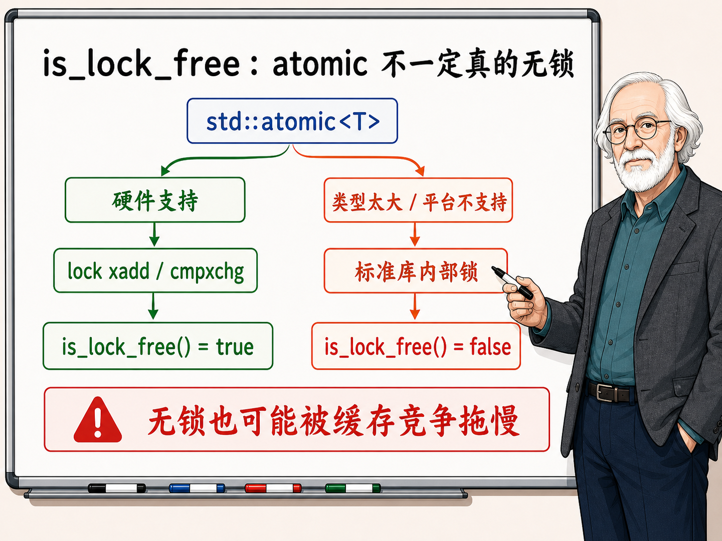 C++ 以is_lock_free：atomic不一定真的无锁为标题示意图