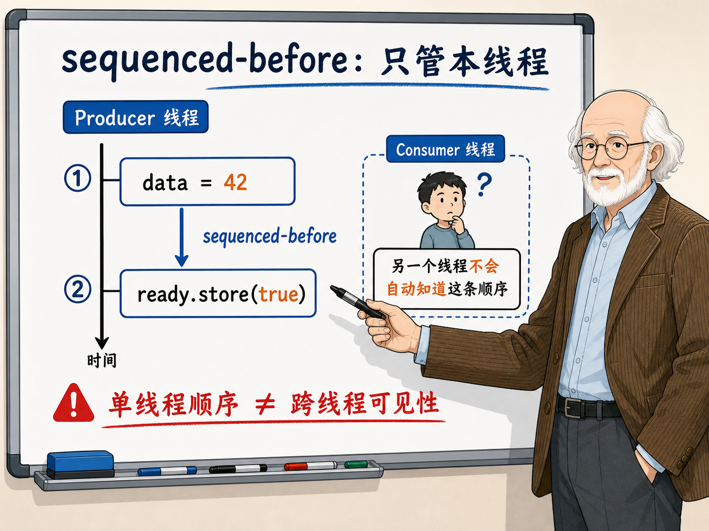C++ 单线程里顺序的sequenced -before概念示意图