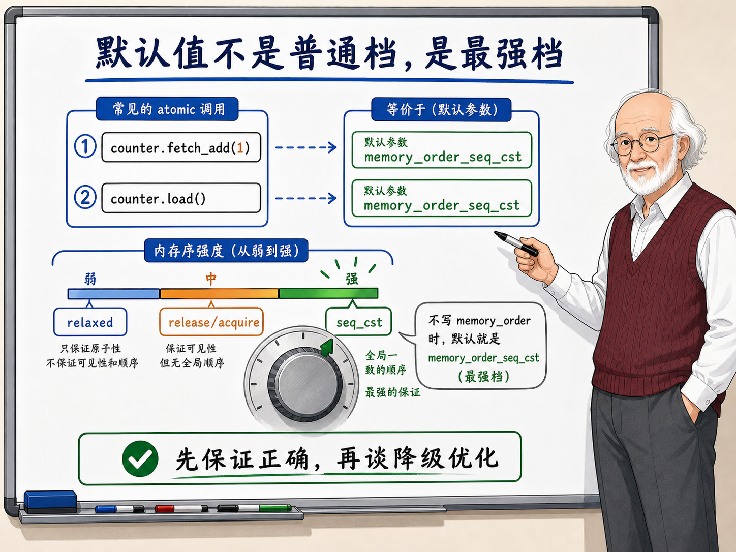 C++原子操作中memory_order的的四种颜色标识的含义示意图