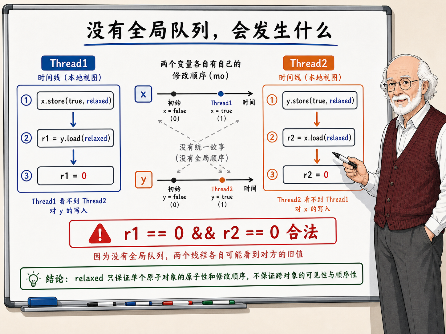 C++ 双线程Store-Load经典用中示意图