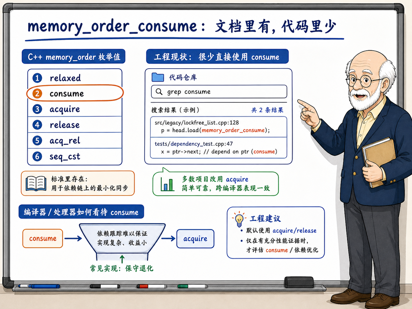 C++ memory_order枚举值中consume的使用情况示意图