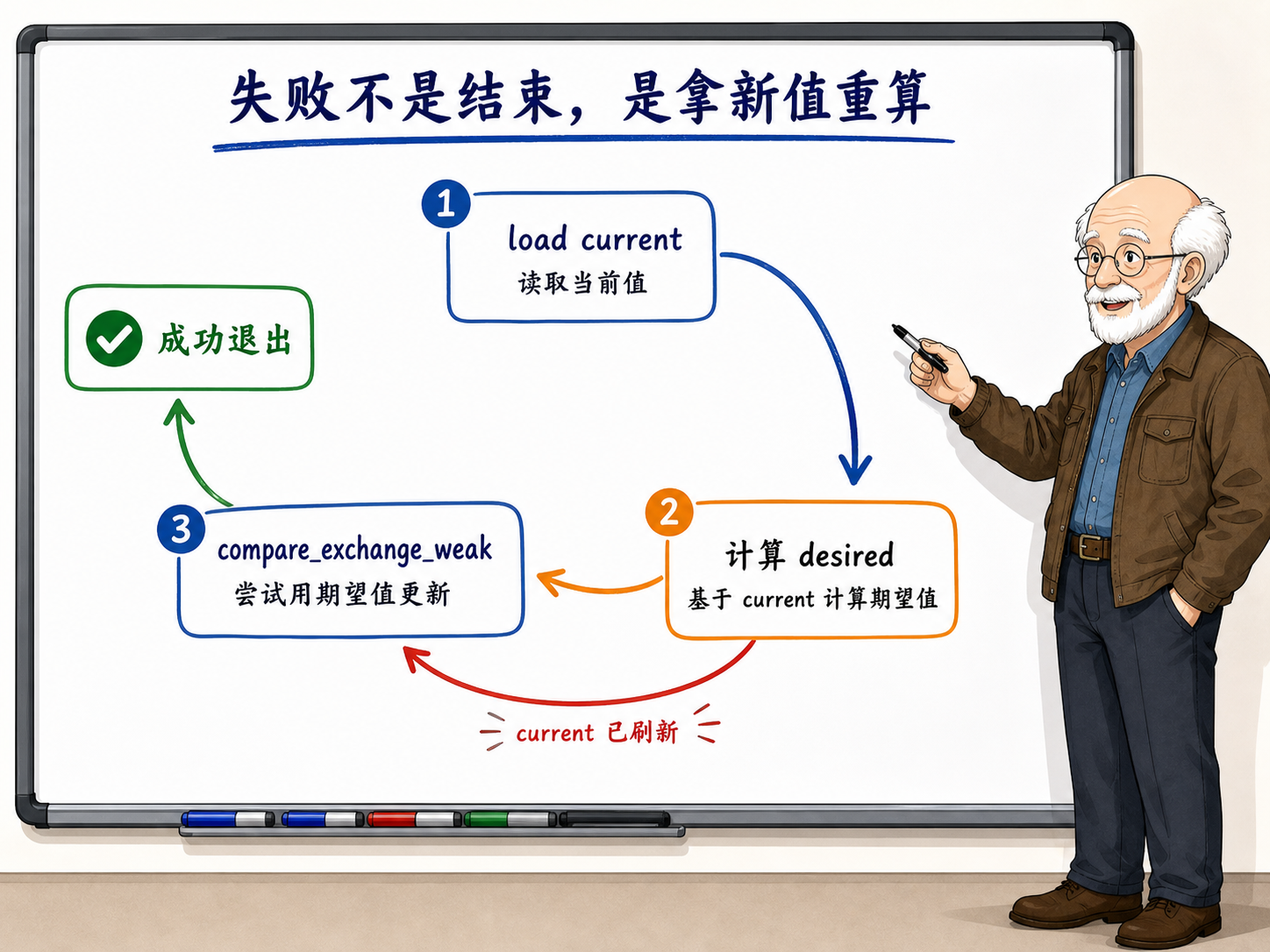 C++ 通过最大值更新演示CAS循环的流程