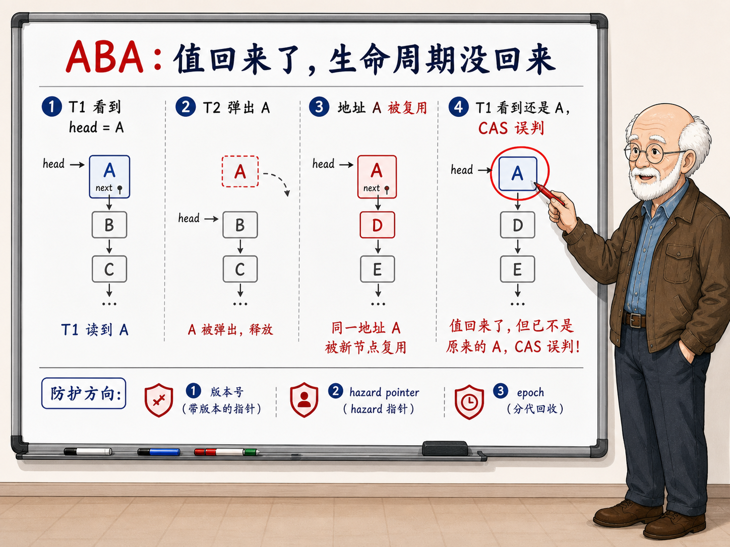 C++ ABA问题的示例示意图