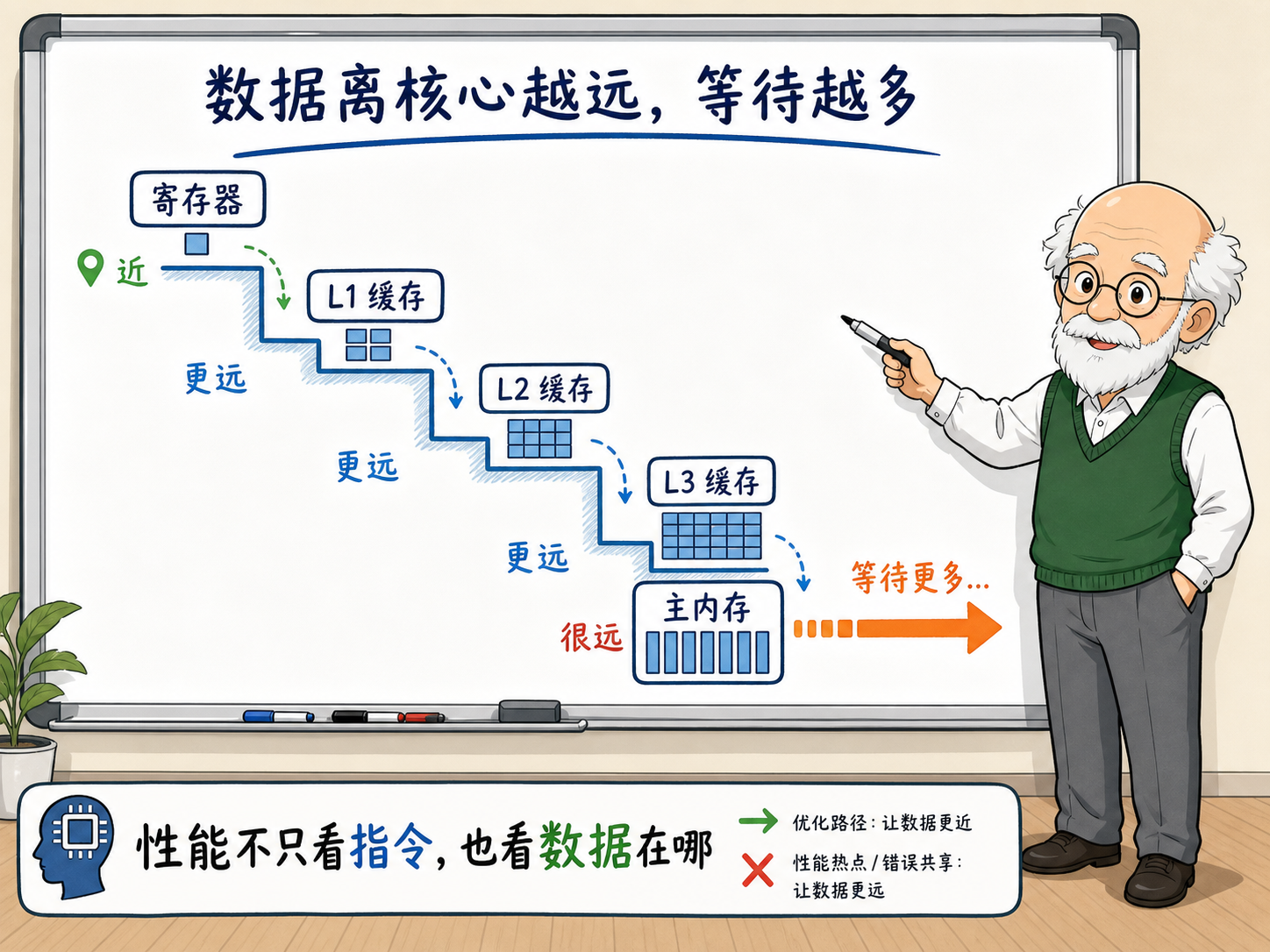 C++ CPU cache line 和 false sharing示意图