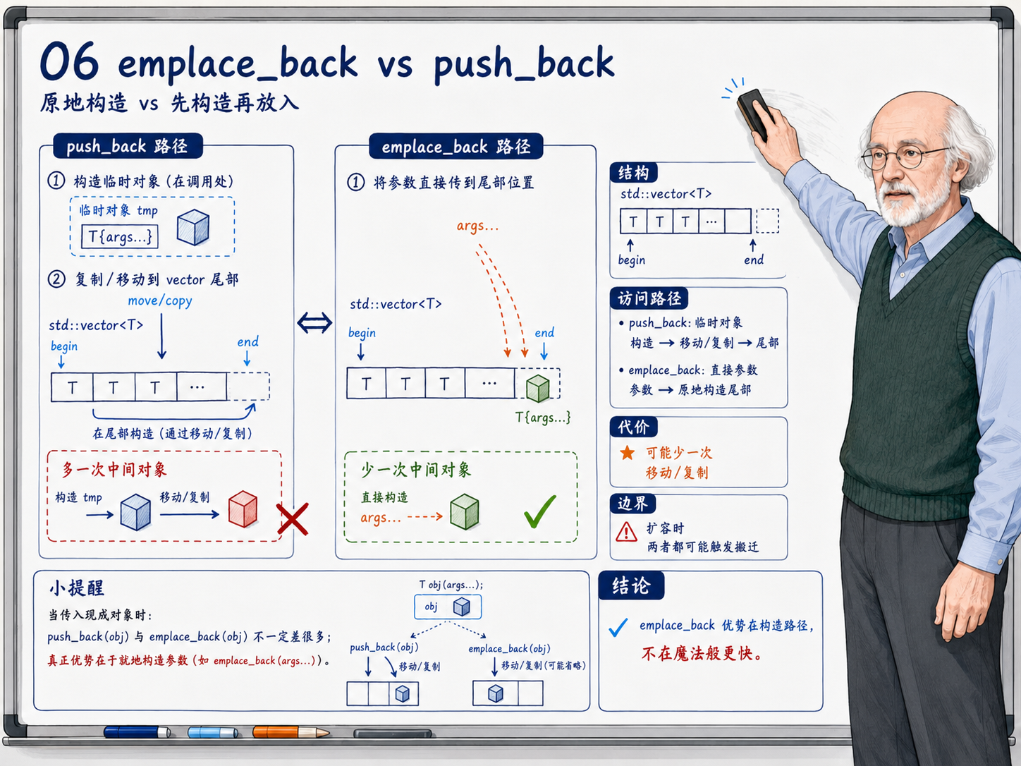 C++ emplace_back与push_back在原地构造元素方面的对比