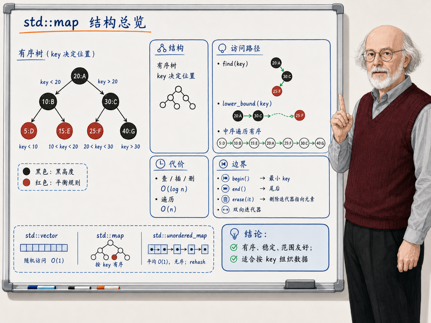 C++ std::map结构总览示意图