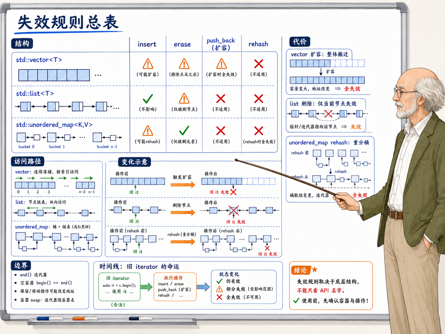 C++ 失效规则总表的教学示意图