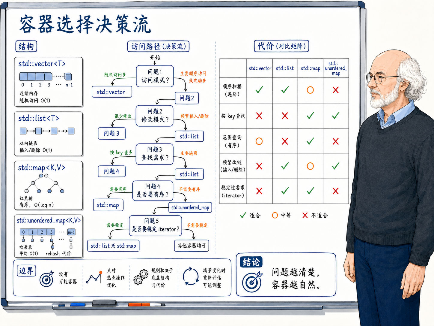 C++ 容器选择决策流程图