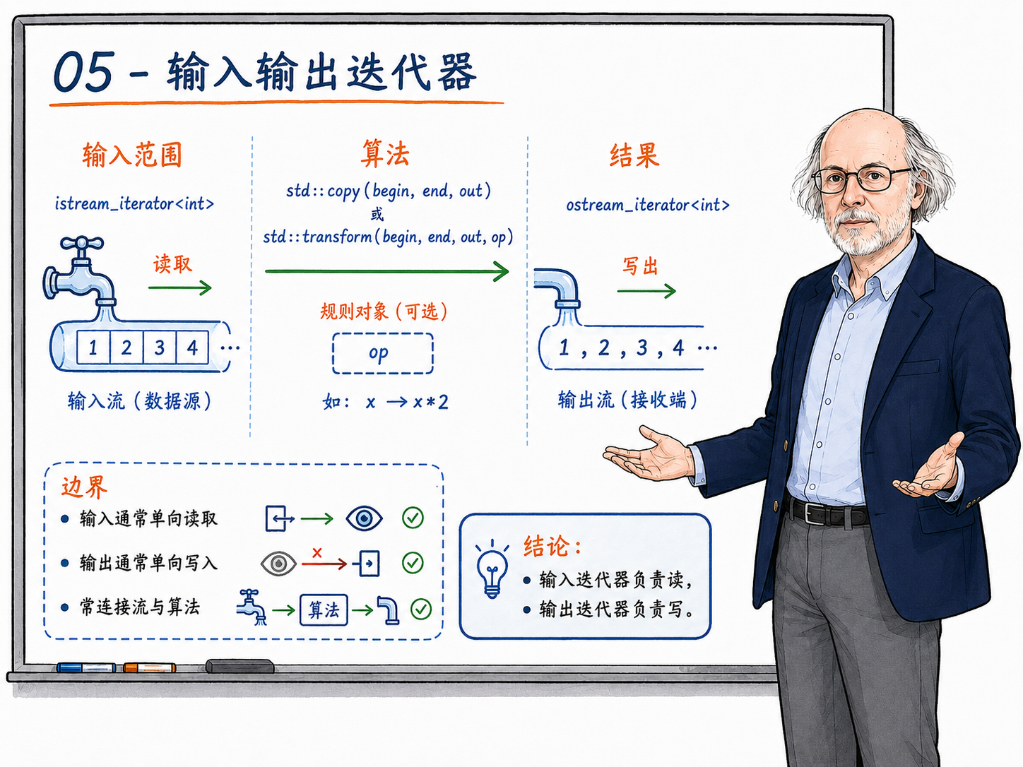C++ 输入输出迭代器示意图