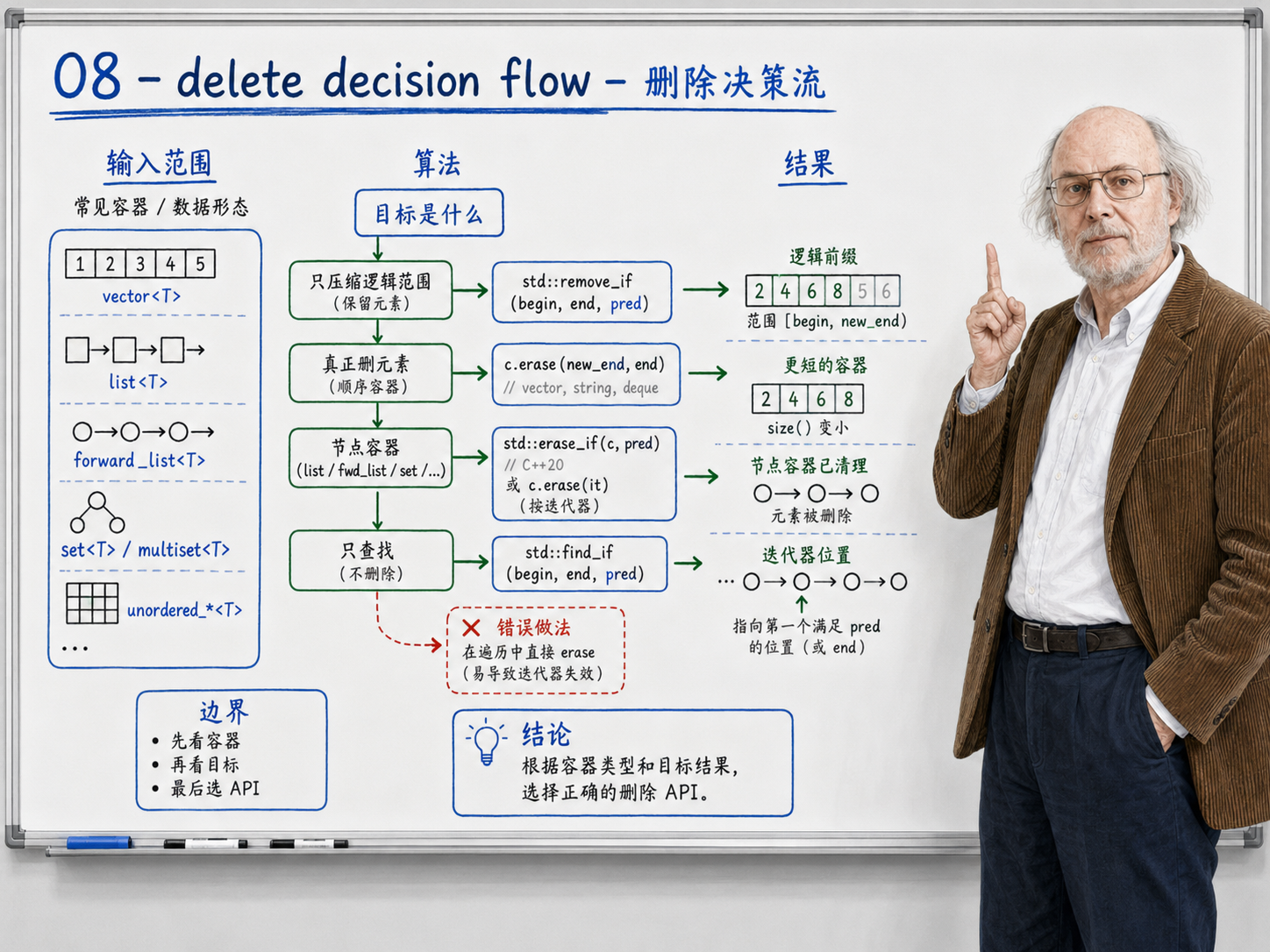 C++ 删除决策流程