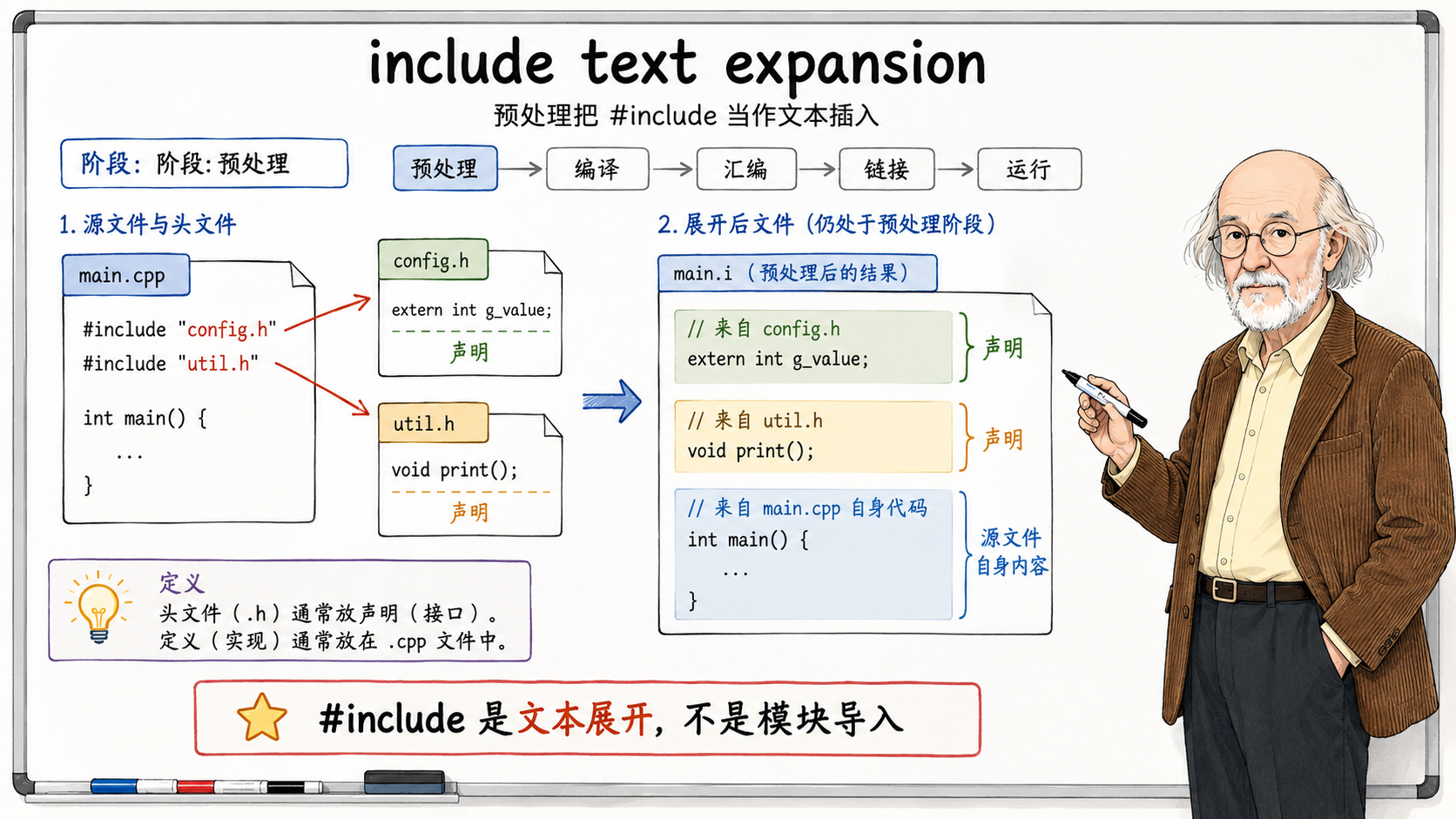 C++ include text expansion示意图