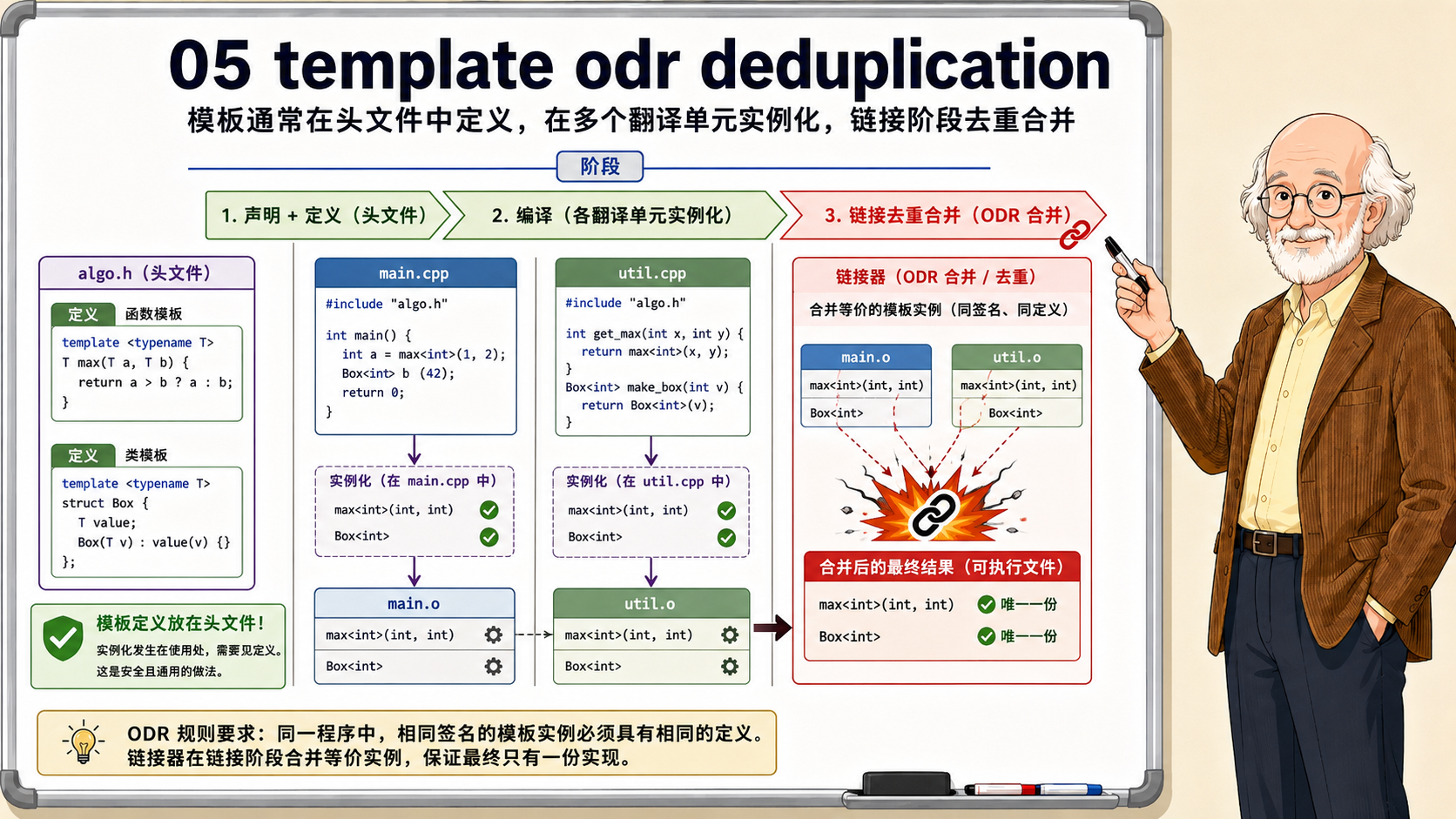 C++ 模板ODR重定义的流程