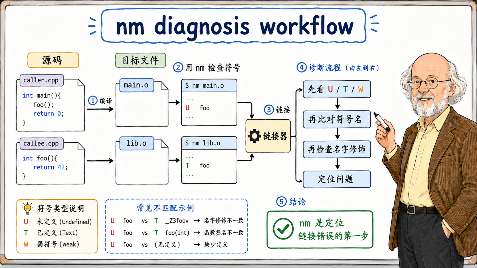 C++ 链接器怎样把符号对上号示意图