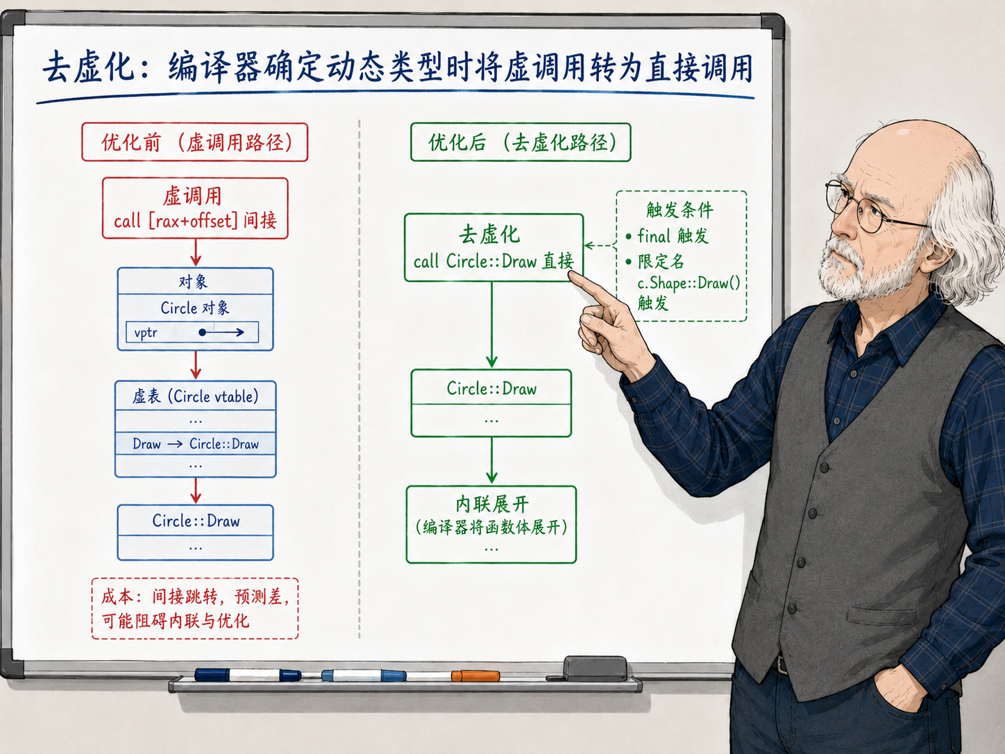 C++ 虚函数的运行时成本:一项实事求是的测算示意图