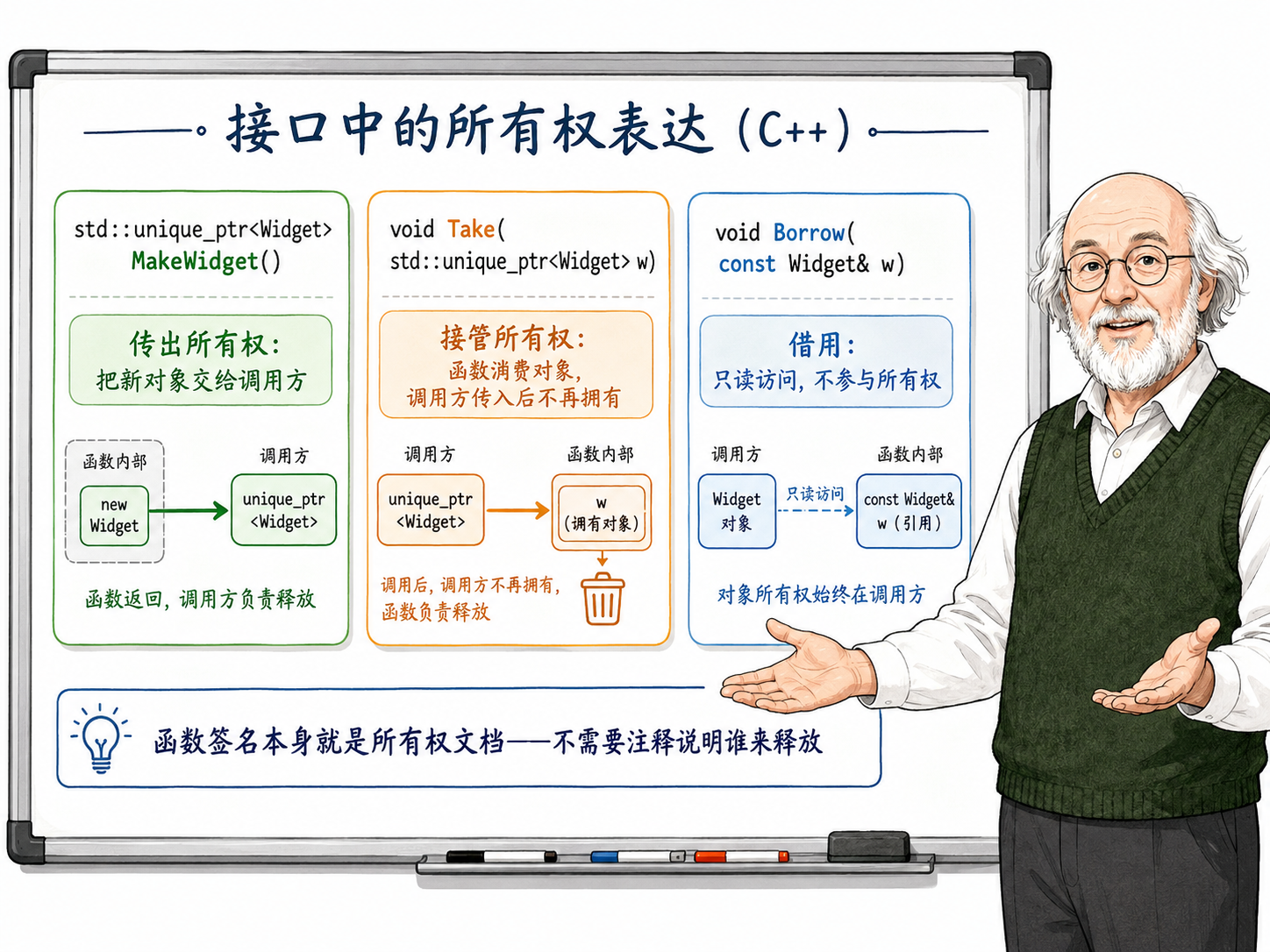 C++接口中所有权表达示意图