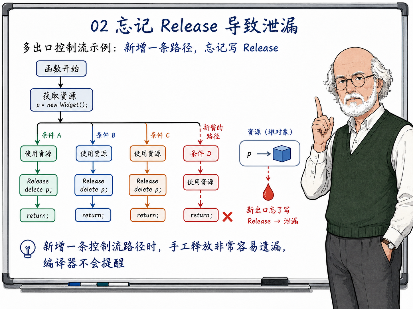 C++ 多出口控制流示例示意图