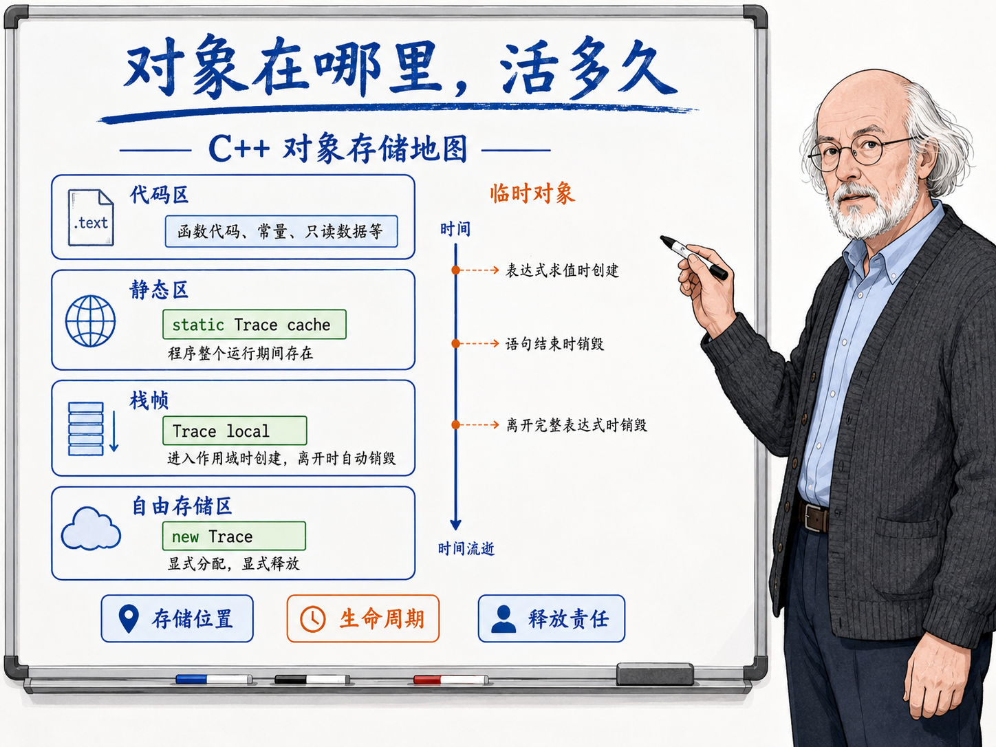 C++ 对象到底住在哪里示意图