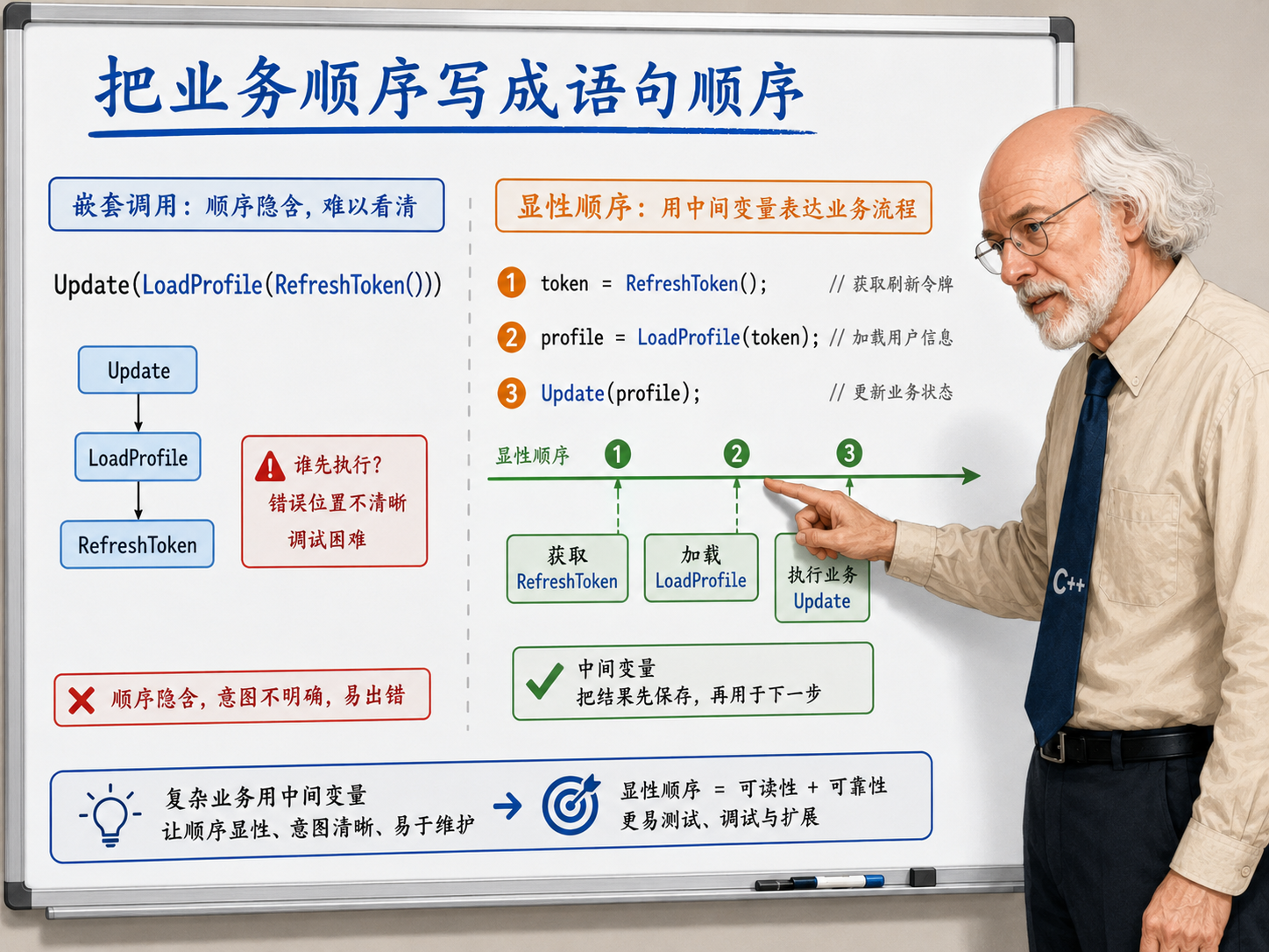 C++ 把业务顺序写成语序句顺序示意图