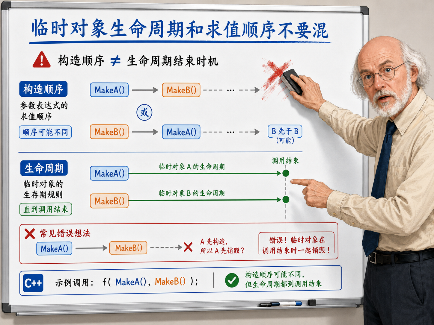C++ 临时对象生命周期与求值顺序