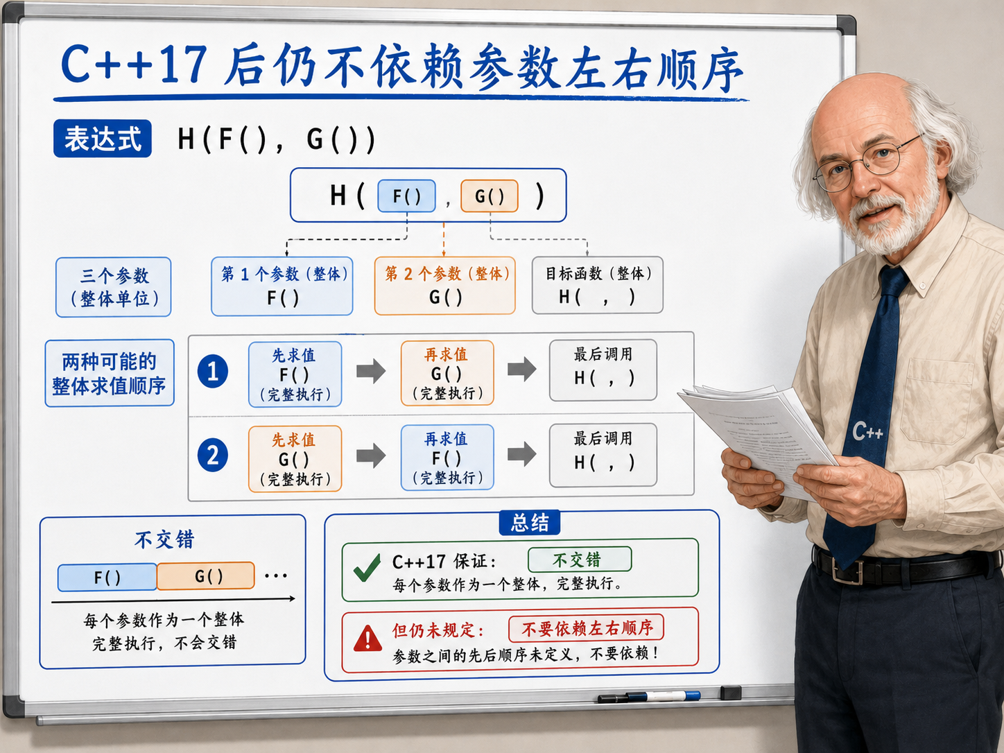 C++17后参数求值顺序示意图