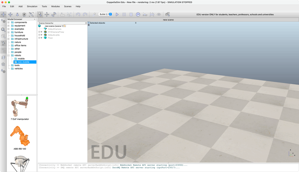 C++ CoppeliaSim Edu 4.10的界面示意图
