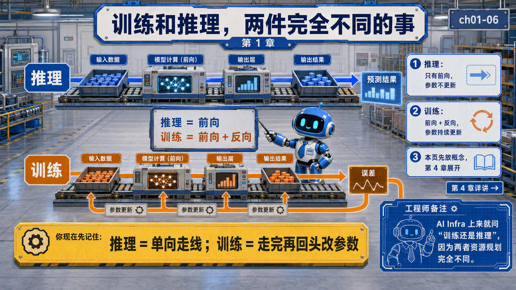 以工厂生产线为背景示意图