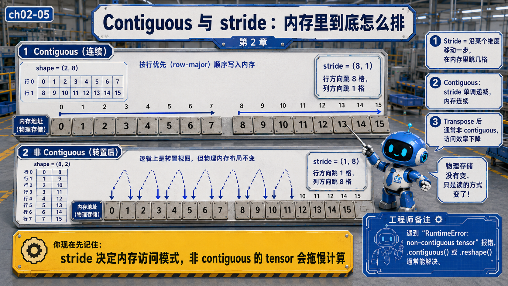 Tensor 连续布局、转置与 Stride