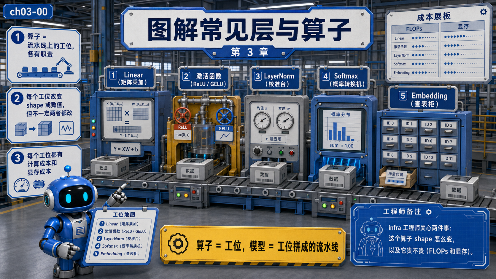 深度学习中常见层与算子的图解示意图