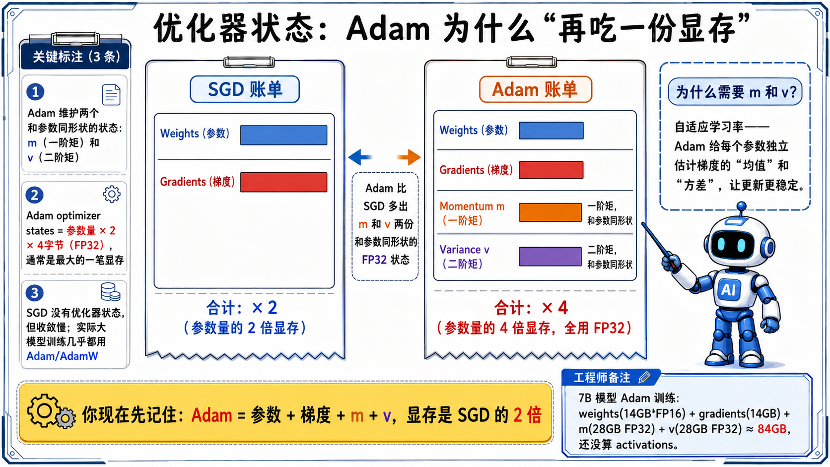 Adam优化器与SGD在显存使用上的对比