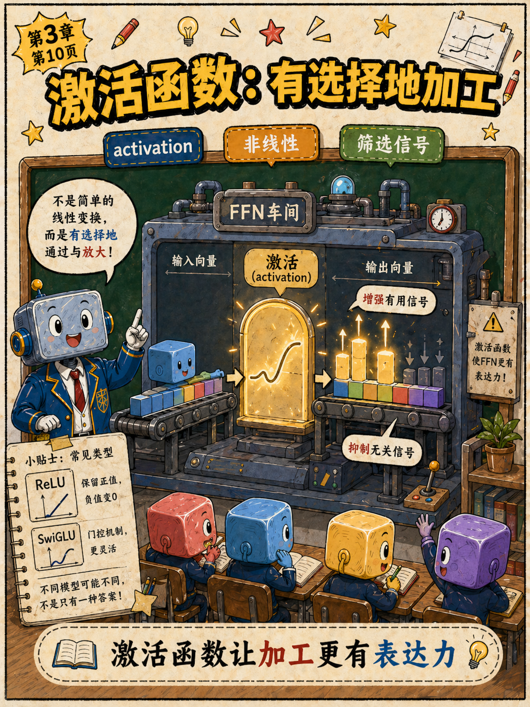 激活函数:有选择地加工示意图