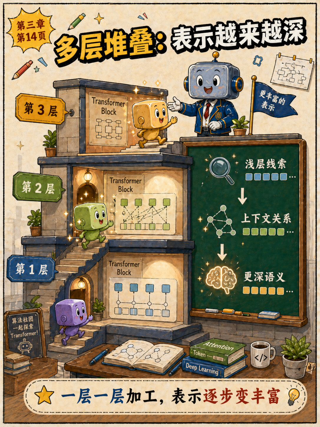 多层堆叠:表示越来越深示意图