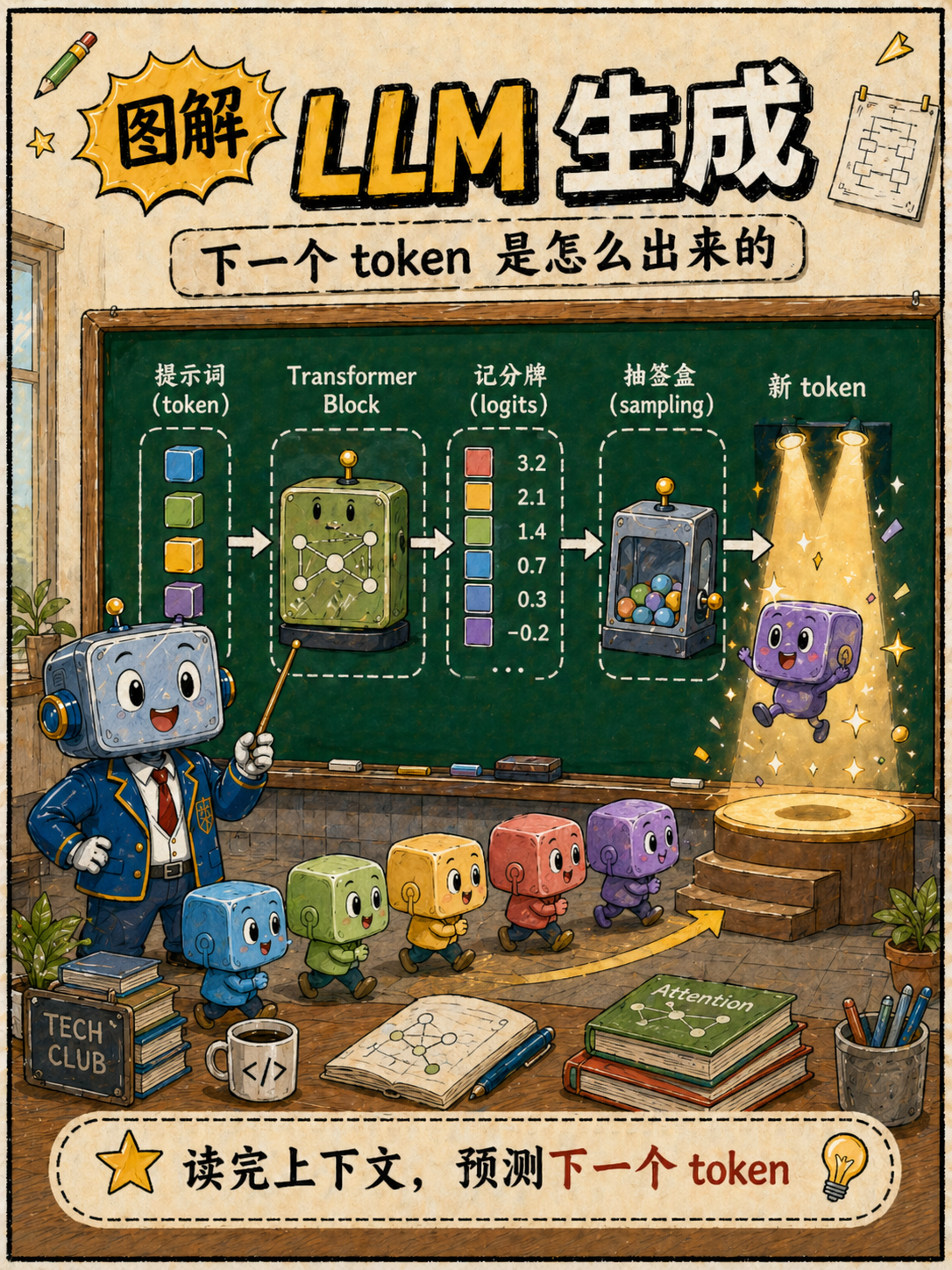 图解 LLM 生成示意图