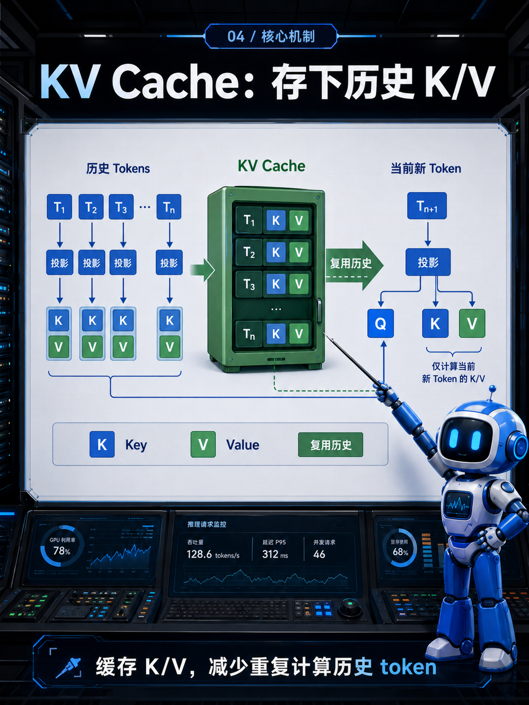 KV Cache:存下历史K/V示意图