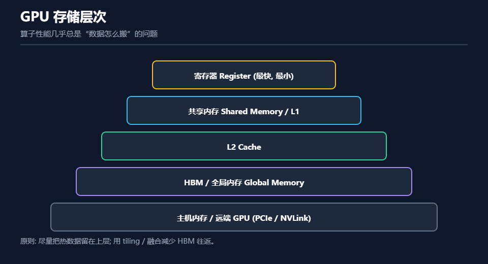 GPU存储层次结构示意图