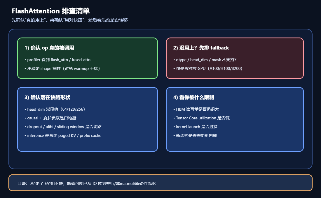 FlashAttention排查清单示意图