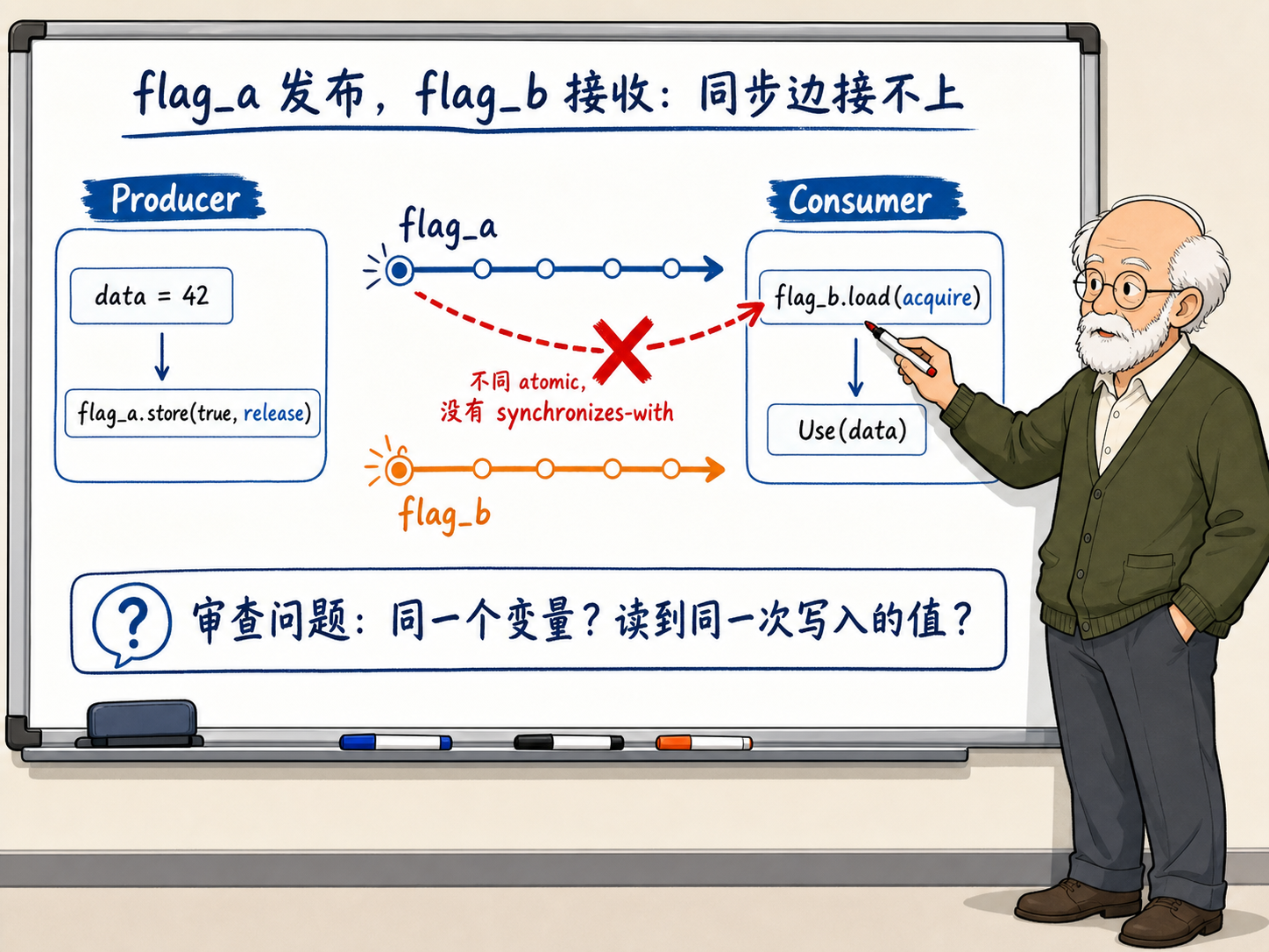 C++ Producer和Consumer之间的数据同步问题示意图