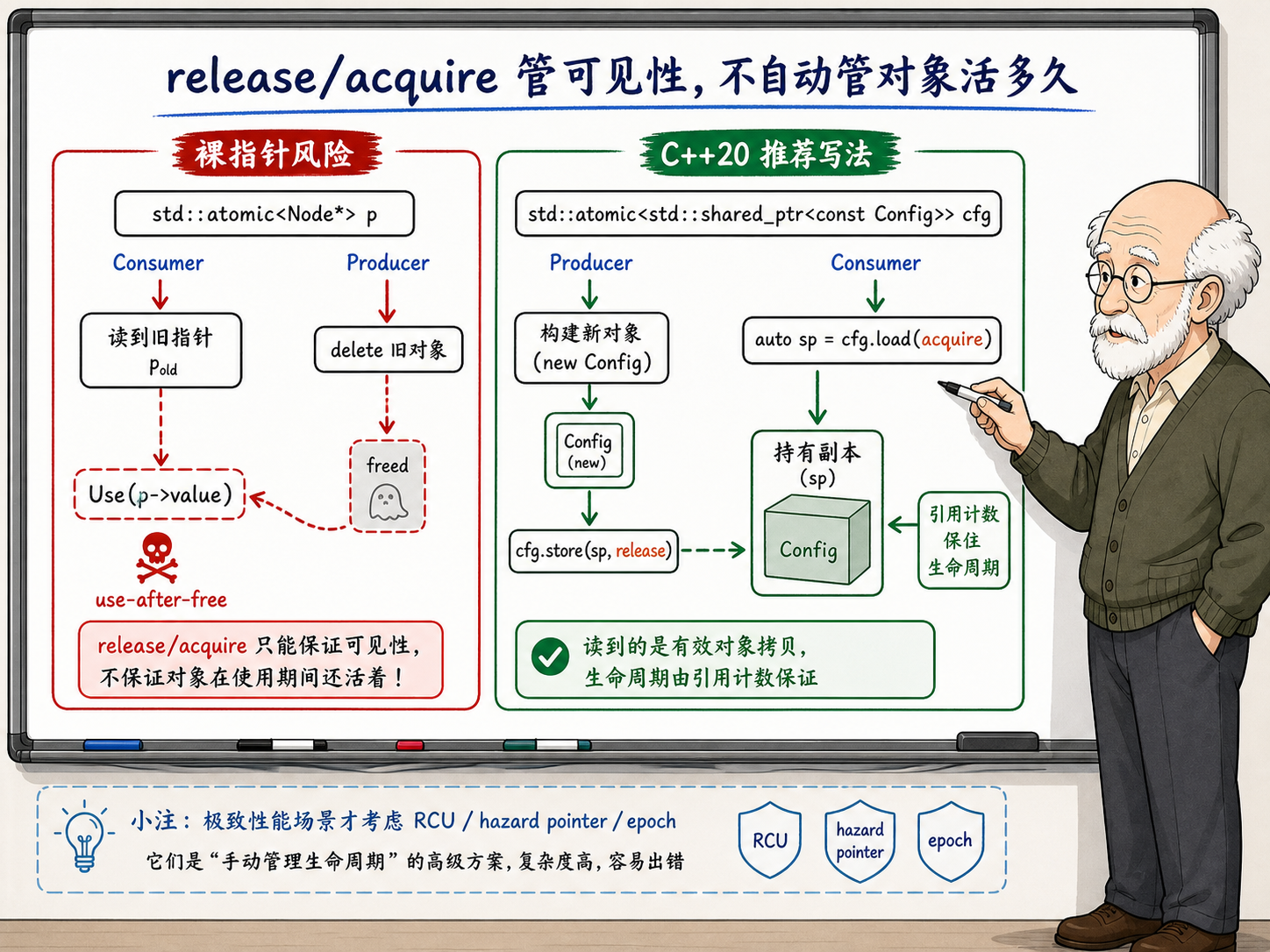 C++ release/acquire在C++20推荐写法下示意图
