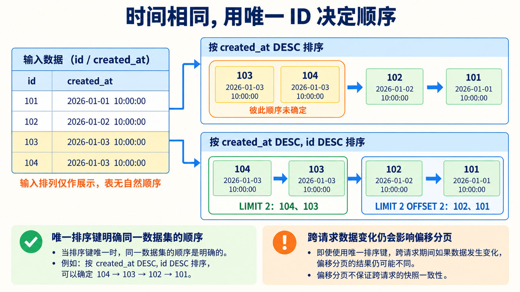时间相同，用唯一 ID 决定顺序