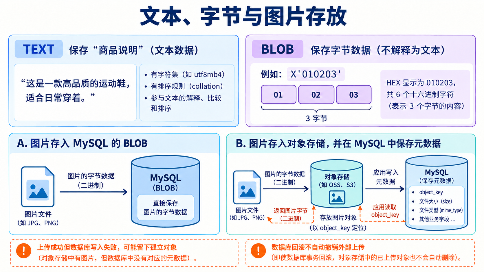 文本、字节与图片存放