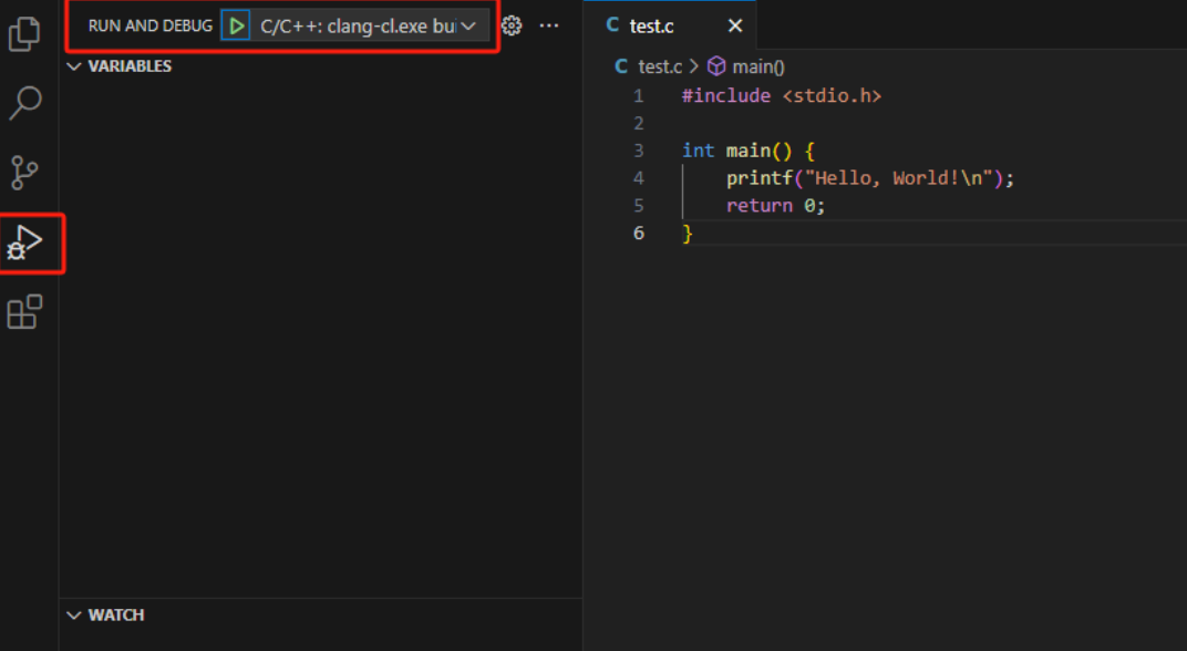 VS Code 运行与调试入口选择 C/C++ 配置